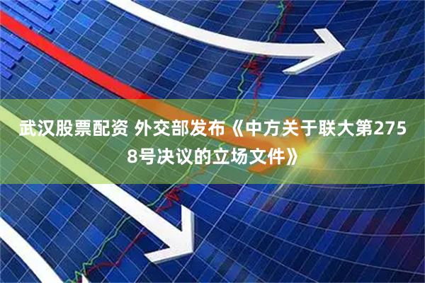 武汉股票配资 外交部发布《中方关于联大第2758号决议的立场文件》