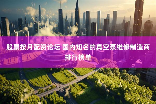 股票按月配资论坛 国内知名的真空泵维修制造商排行榜单