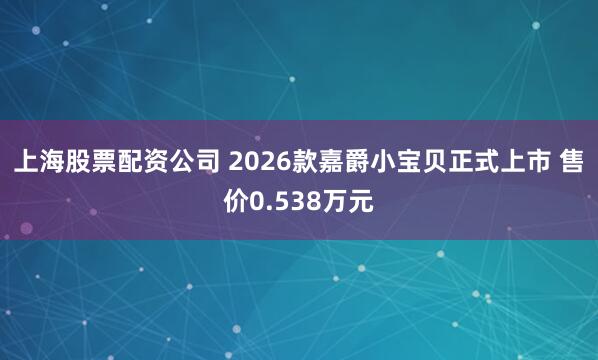 上海股票配资公司 2026款嘉爵小宝贝正式上市 售价0.538万元